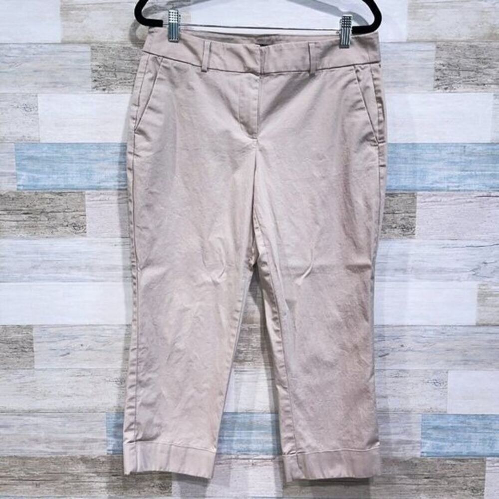 ANN TAYLOR Cropped Chino Pants Beige Mid Rise Cotton Womens 6P